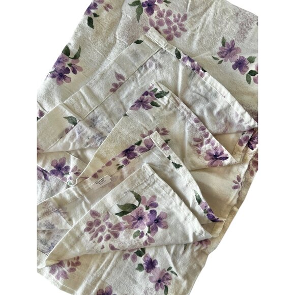 Twin Flannel Sheet 96x68  Purple Violets Pattern 100% Cotton French Country Core - Picture 3 of 10